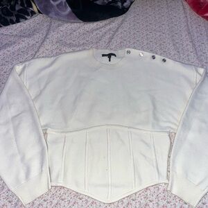 the cutest cream white corset sweater by Maje😩